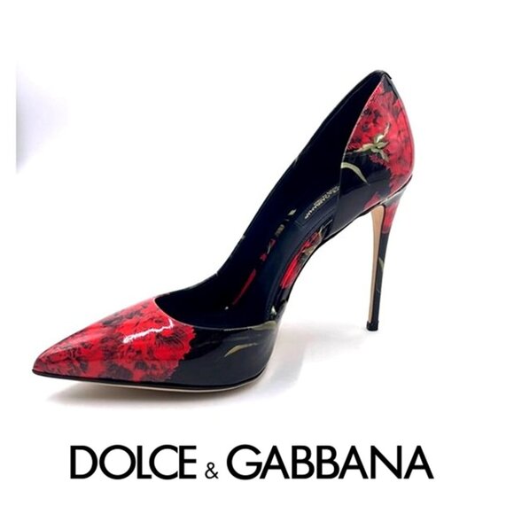 DOLCE & GABBANA Black/Red Leather Luxury Italian Pump Heels NWT US 7 MSRP $925 - Picture 1 of 12